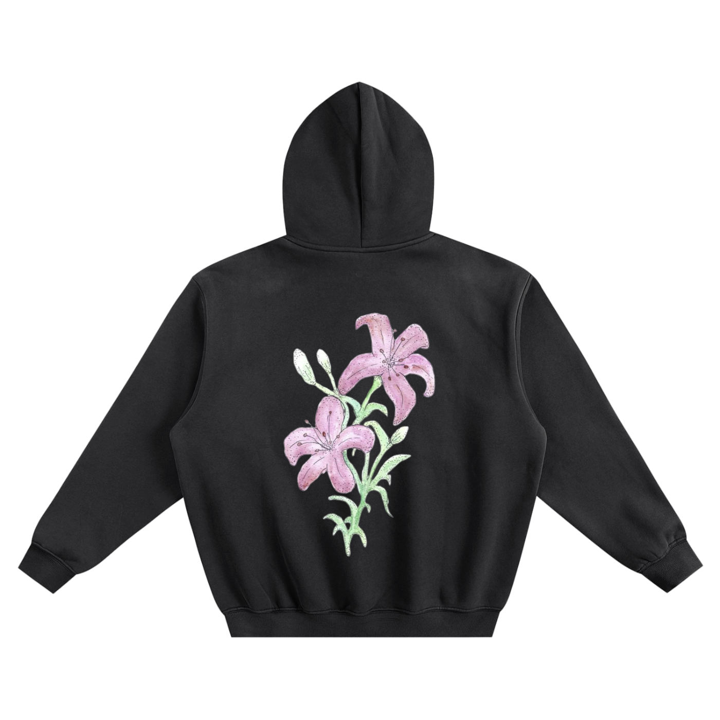 Lily Flower Fleeced Boxy Hoodie