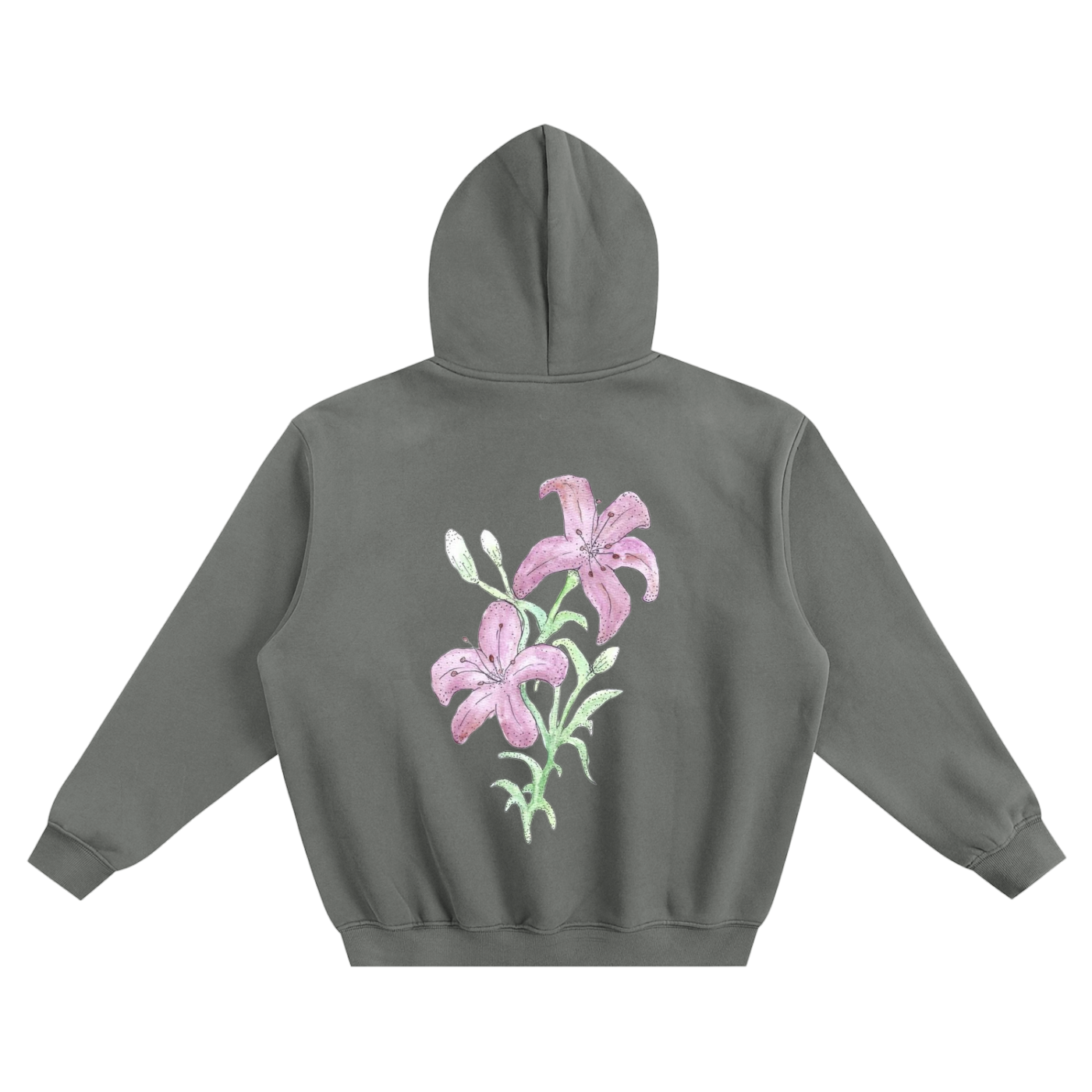 Lily Flower Fleeced Boxy Hoodie