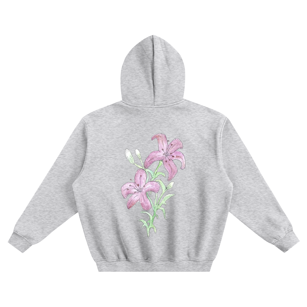 Lily Flower Fleeced Boxy Hoodie